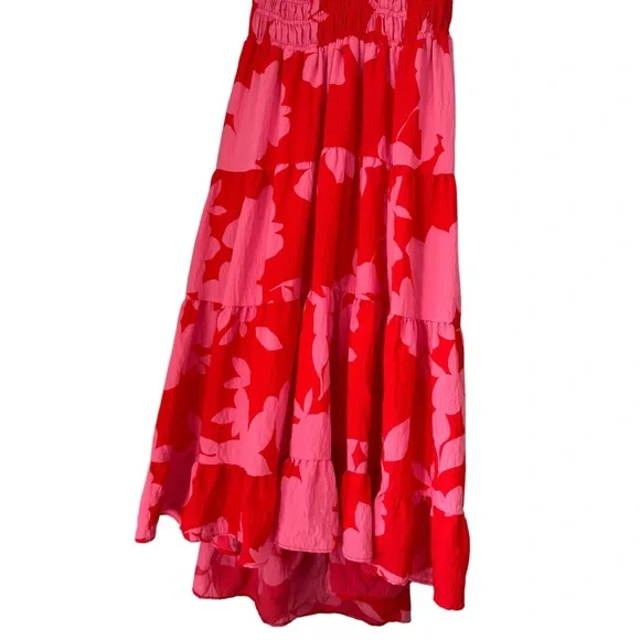 By Anthropologie Silverlake Flutter Sleeve Maxi Dress XL Pink Floral Pockets - Picture 3 of 9